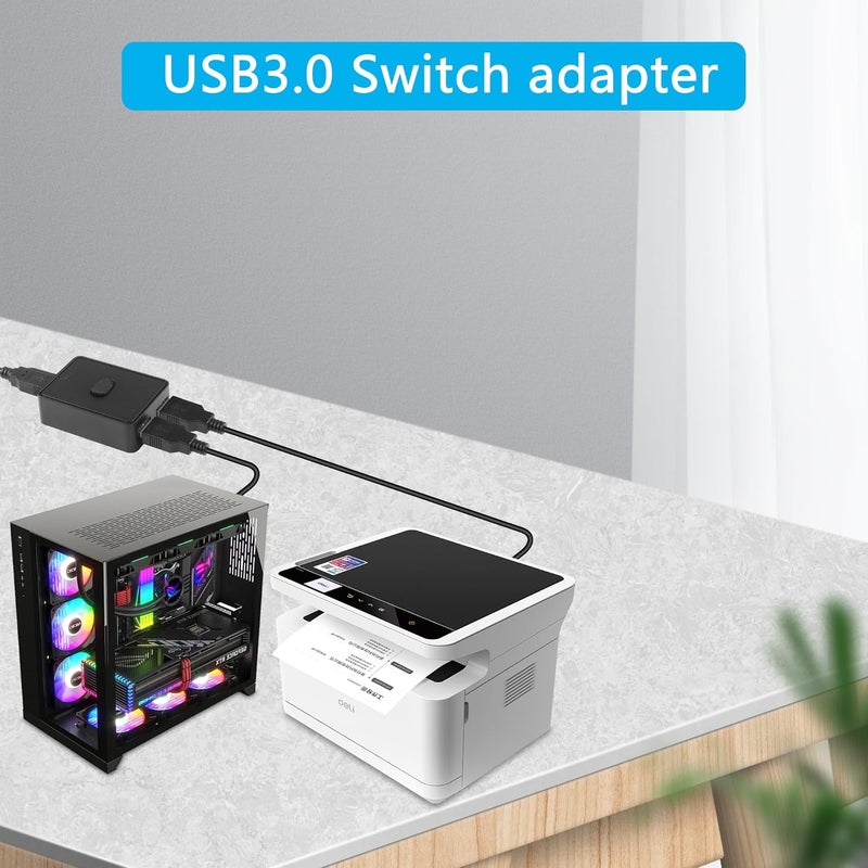 CERRXIAN محدد مفتاح CERRXIAN USB30 محول USB KVM مفتاح ثنائي الاتجاه لمشاركة USB 2 في 1 خارج 1 في 2 خارج مفتاح USB 2 كمبيوترات تشارك لوحة المفاتيح والفأرة والماسح الضوئي والطابعة - Image 5