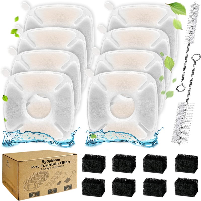 OPISICEN 18 Pcs Cat Fountain Filters Replacement Compatible with VEKEN 95oz/2.8L, 67oz/2L, 135oz/4L Pet Fountain - Image 1
