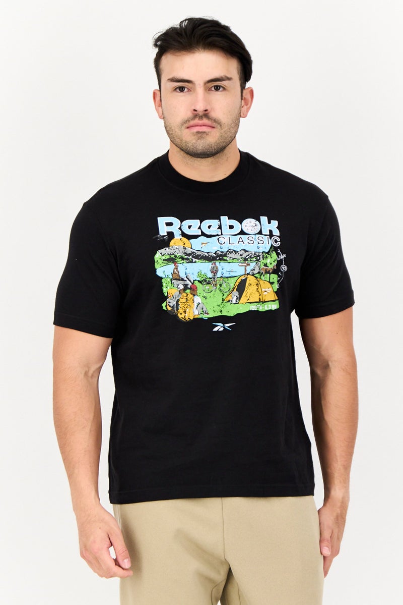 Reebok Men Sportswear Fit Short Sleeve Training T-Shirt, Black  - Image 1