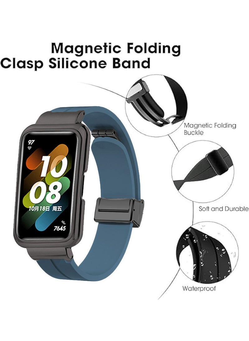 X-level Straps Compatible With Honor Band 6/ Honor Band 7 With Metal Frame+Adjustable Silicone Band With Magnetic Folding Buckle Quick Release Silicone Straps for Women Men Boy Girl Teenager  - Image 4