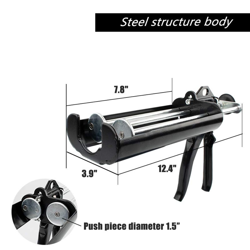 CJGQ Epoxy Gun for 400 mL/13.5 fl oz (1:1 Mix Ratio) Dual Component Applicator, Panel Bond Gun Manual(Obsidian Black) - Image 3