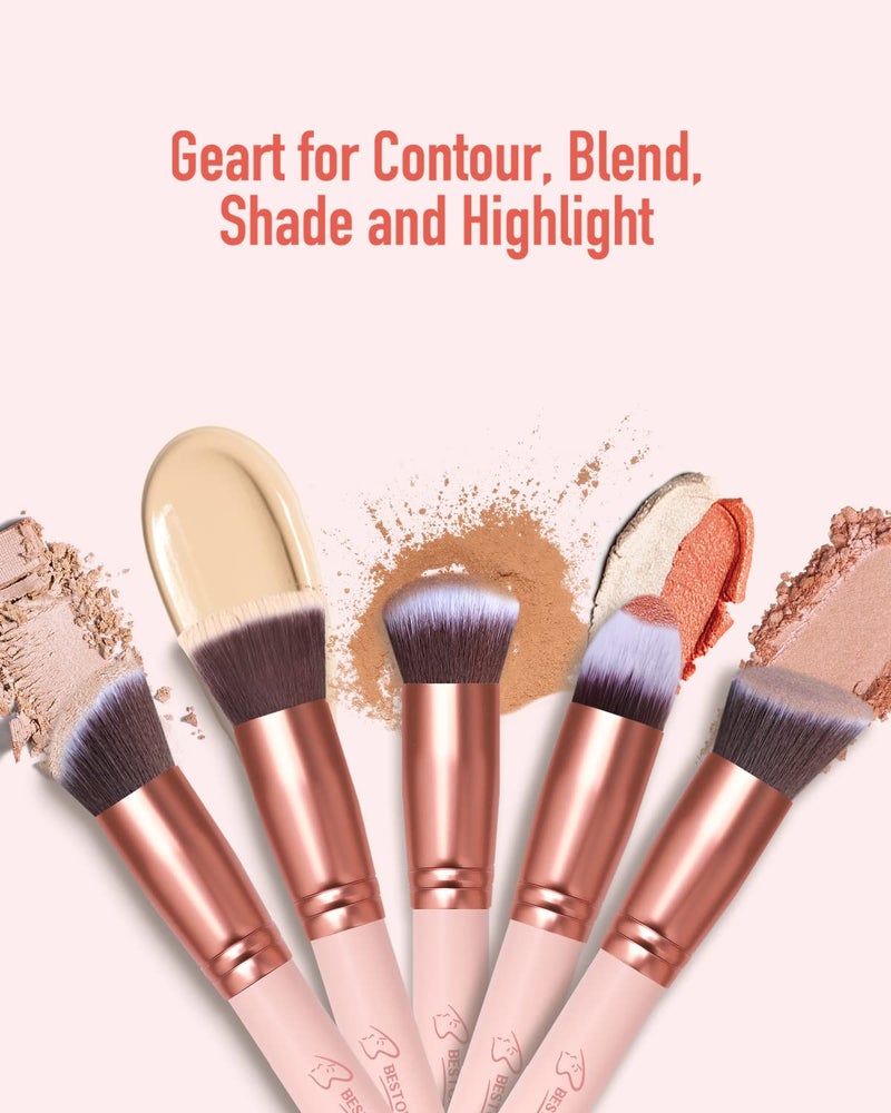 BESTOPE PRO Makeup Brushes Makeup Brush Set, BESTOPE PRO Makeup Brushes Kit, 16Pcs Professional Makeup Brush Set for Eye and Face, Foundation Powder Concealers Blush Eyeshadow Brush Make UP Brushes Kit Pink - Image 3