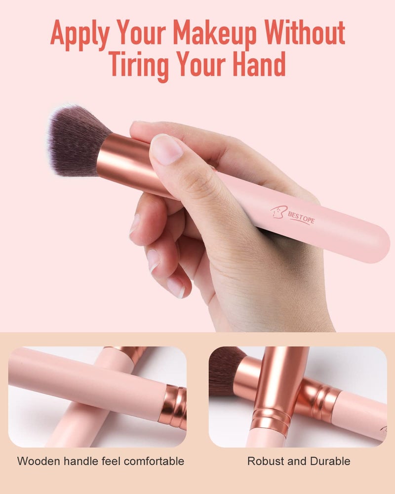 BESTOPE PRO Makeup Brushes Makeup Brush Set, BESTOPE PRO Makeup Brushes Kit, 16Pcs Professional Makeup Brush Set for Eye and Face, Foundation Powder Concealers Blush Eyeshadow Brush Make UP Brushes Kit Pink - Image 5