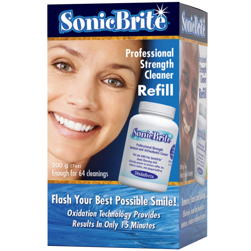 SonicBrite: High Intensity Dental Cleaning Powder â€” Freshen Your Dentures, Retainers, Night Guards and Aligners â€” Powerful Formula Removes Stains, & Plaque - Image 1