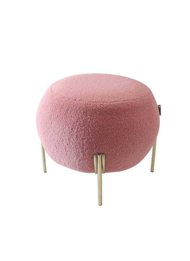 DANUBE HOME Gyo الكشمير الكرة Pouf كرسي عثماني متعدد الوظائف ناعم منجد مسند للقدمين أثاث حديث لغرفة المعيشة 52.5X52.5X44 سم وردي / ذهبي  - Image 1