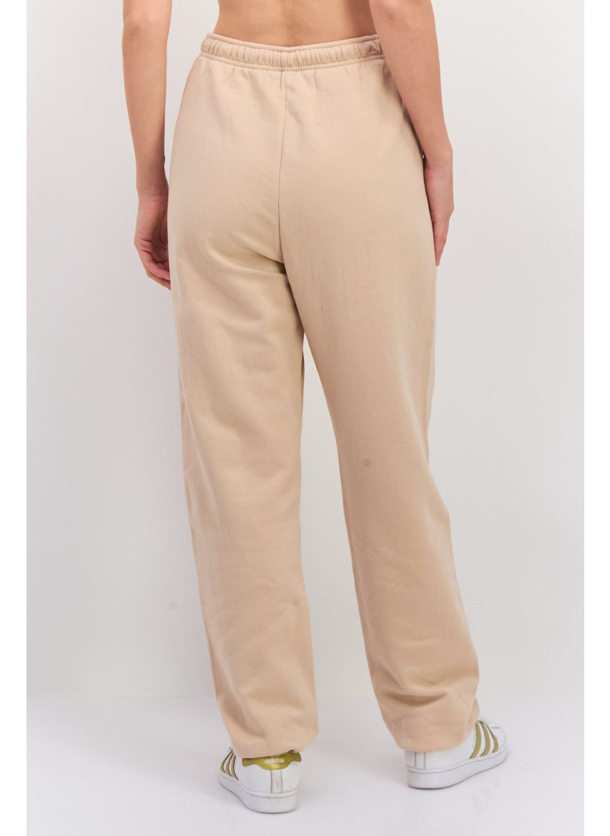 NIA Women Oversized Solid Fleece Sweatpants, Beige  - Image 3