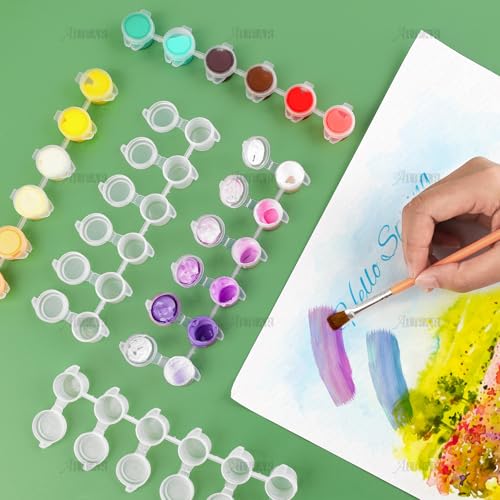 AUEAR 60 Pieces Empty Paint Pot 10 Strips Mini Container with Lid Clear Acrylic for Schools Classrooms Paintings Art Festivals (3ml/ 0.1oz) - Image 4