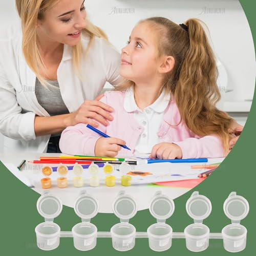 AUEAR 60 Pieces Empty Paint Pot 10 Strips Mini Container with Lid Clear Acrylic for Schools Classrooms Paintings Art Festivals (3ml/ 0.1oz) - Image 3
