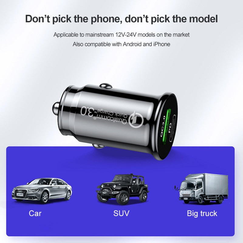 Mini Qc3.0+Pd Car Charger Type-C Car Charger Dual Usb Fast Charging A2 Smart Flash Charging - Image 5