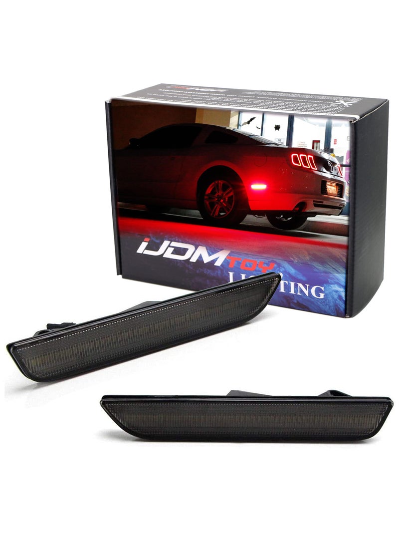 iJDMTOY iJDMTOY Smoked Lens Red Full LED Rear Side Marker Light Kit Compatible With Ford 2010-14 Mustang, Powered by 45-SMD LED, Replace OEM Back Sidemarker Lamps  - Image 1