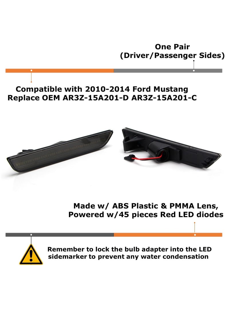 iJDMTOY iJDMTOY Smoked Lens Red Full LED Rear Side Marker Light Kit Compatible With Ford 2010-14 Mustang, Powered by 45-SMD LED, Replace OEM Back Sidemarker Lamps  - Image 2