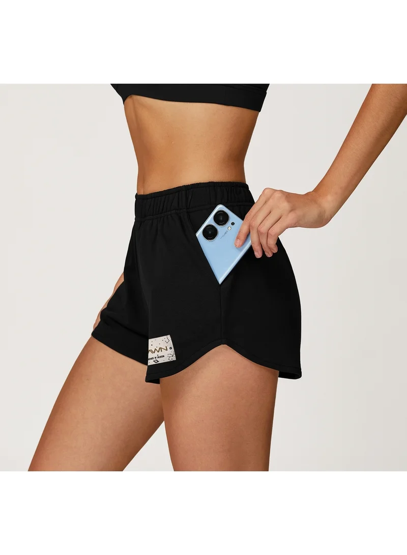 KAWN.YOGA Licorice-Black High Waist Loose Fit Shorts for Women | Best Price UAE