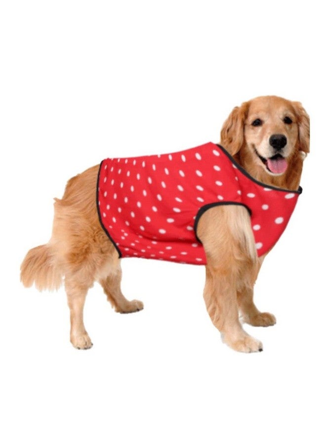 سايج سكوير تي شيرت مطبوع عليه صورة كلب مجنون، تي شيرت عصري للكلاب، خفيف الوزن وناعم للغاية، ملابس مريحة وجيدة التهوية للكلاب، ملابس عصرية (مقاس كبير جدًا - 30 بوصة) (أحمر بولكا) - Image 1