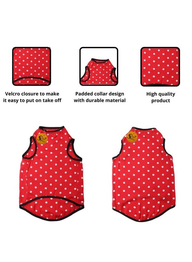 سايج سكوير تي شيرت مطبوع عليه صورة كلب مجنون، تي شيرت عصري للكلاب، خفيف الوزن وناعم للغاية، ملابس مريحة وجيدة التهوية للكلاب، ملابس عصرية (مقاس كبير جدًا - 30 بوصة) (أحمر بولكا) - Image 4