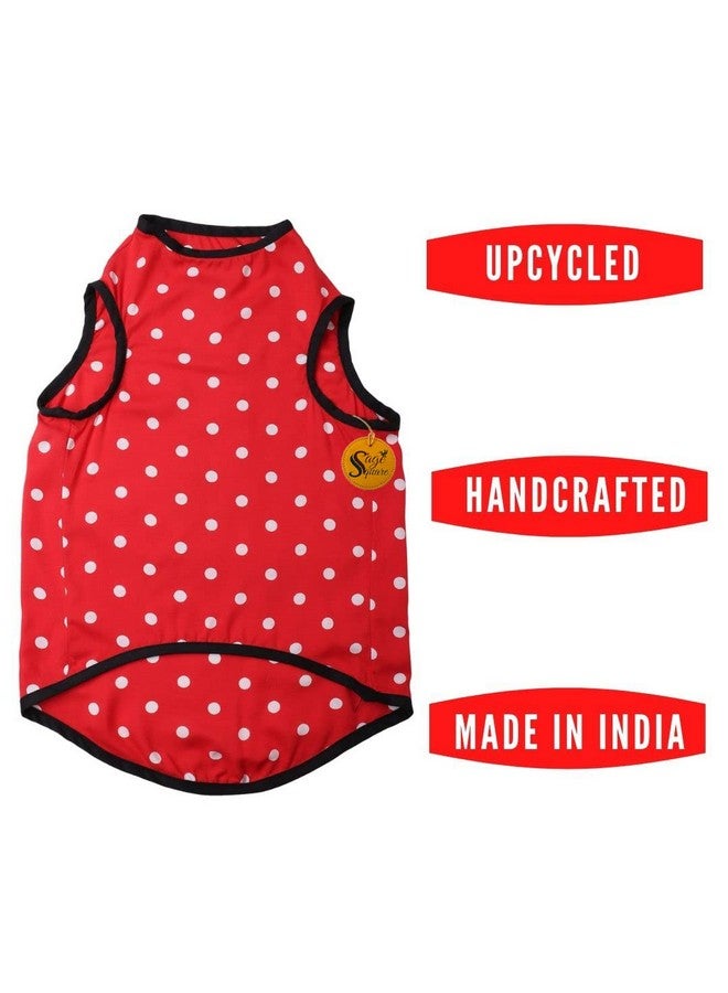 سايج سكوير تي شيرت مطبوع عليه صورة كلب مجنون، تي شيرت عصري للكلاب، خفيف الوزن وناعم للغاية، ملابس مريحة وجيدة التهوية للكلاب، ملابس عصرية (مقاس كبير جدًا - 30 بوصة) (أحمر بولكا) - Image 3