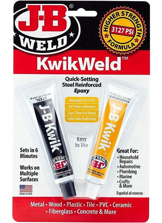 جي- بي ويلد Weld 8276 KwikWeld إيبوكسي مقوى بالفولاذ سريع الإعداد - رمادي داكن 2 أونصة  - Image 1