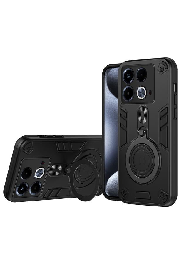 S-TOP Case For Infinix Note 40 4G Metal Ring 360 Degree Rotating Holder PC Hybrid TPU Phone Case - Image 1