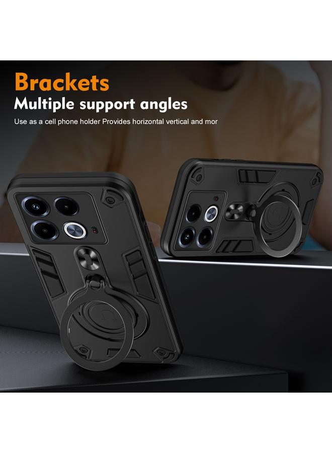 S-TOP Case For Infinix Note 40 4G Metal Ring 360 Degree Rotating Holder PC Hybrid TPU Phone Case - Image 3