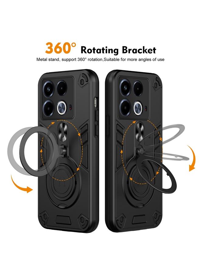 S-TOP Case For Infinix Note 40 4G Metal Ring 360 Degree Rotating Holder PC Hybrid TPU Phone Case - Image 2