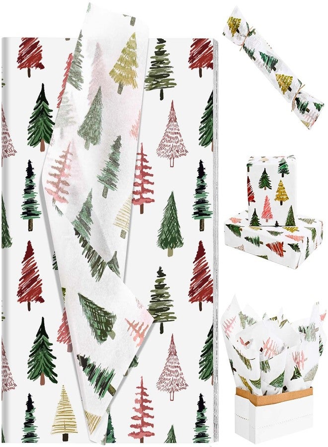 Bolsome 100 Sheets 20 * 14 Inches Christmas Tissue Paper for Gift Bags Boho Xmas Tree Printed Tissue Paper for Gift Wrapping for Winter Holidays Xmas Party DIY Craft - Image 1