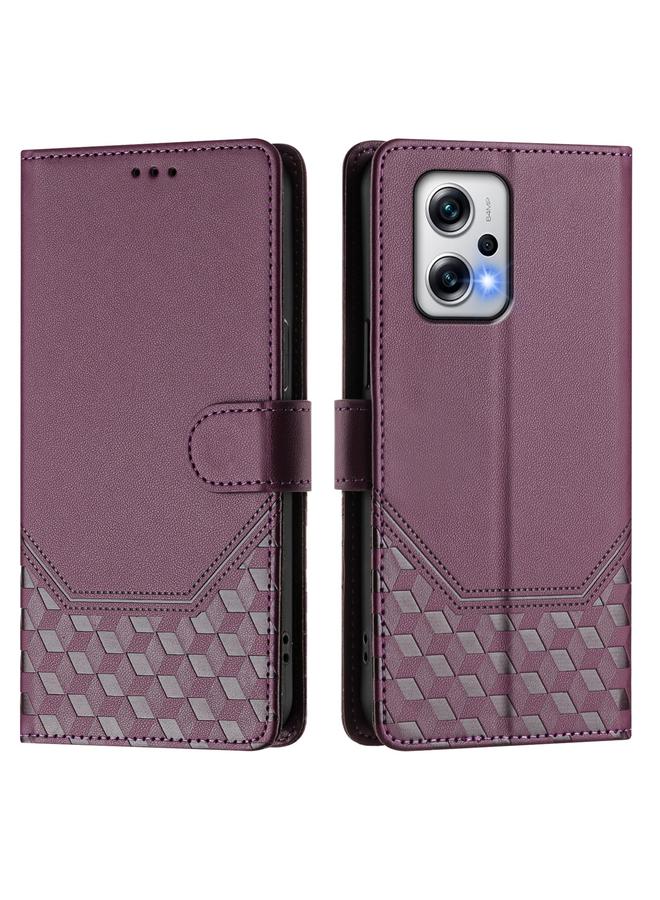 S-TOP Case For Redmi K50i / Note 11T Pro+ 5G Honeycomb Embossing RFID Leather Phone Case - Image 2