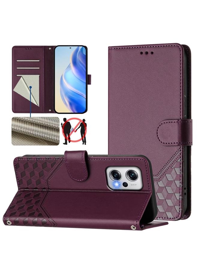 S-TOP Case For Redmi K50i / Note 11T Pro+ 5G Honeycomb Embossing RFID Leather Phone Case - Image 1