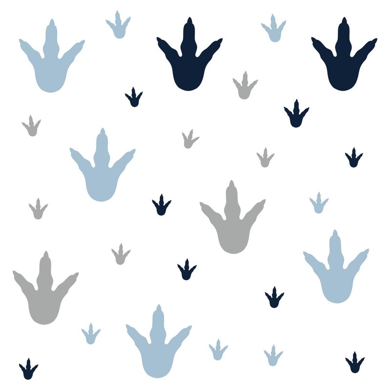 RoomMates RMK4103SCS Dinosaur Feet Tracks Peel and Stick Wall Decals, Blue, Gray - Image 1