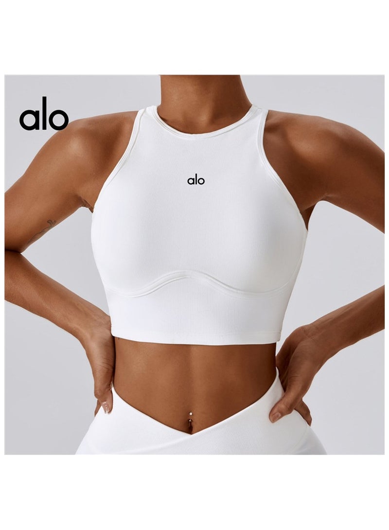 alo Alo Yoga Yoga Backless T-shirt, Pure Original High-Intensity Running Underwear, Ribbed Openwork Back Design, Shockproof Bra  - Image 1