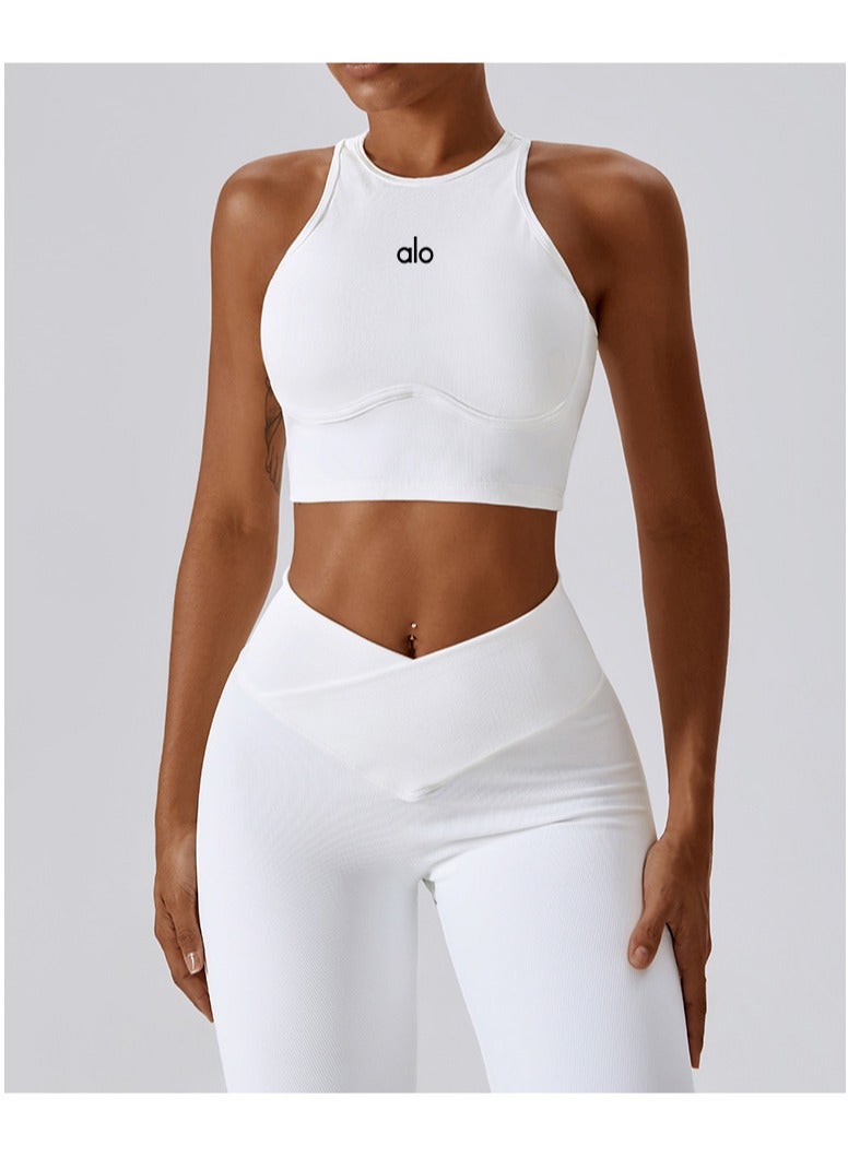alo Alo Yoga Yoga Backless T-shirt, Pure Original High-Intensity Running Underwear, Ribbed Openwork Back Design, Shockproof Bra  - Image 3