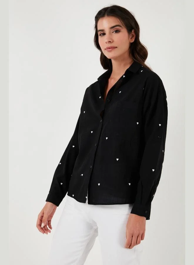 ليلا قميص قطني بياقة دائرية بقصة عادية للنساء من ليلا هارت