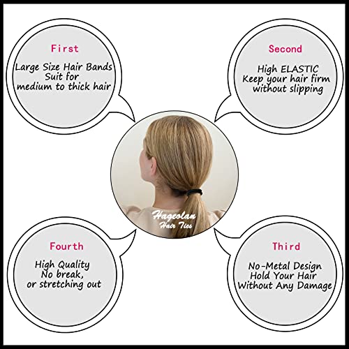 Hageolan Elastic Hair Ties for Thick Heavy and Curly Hair 120 Pcs Hair Bands for Womens Hair Black Ponytail Holders Bulk 4mm - Image 5