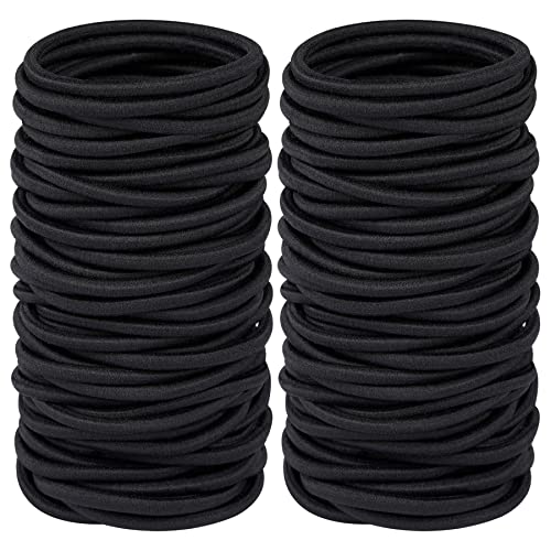 Hageolan Elastic Hair Ties for Thick Heavy and Curly Hair 120 Pcs Hair Bands for Womens Hair Black Ponytail Holders Bulk 4mm - Image 2