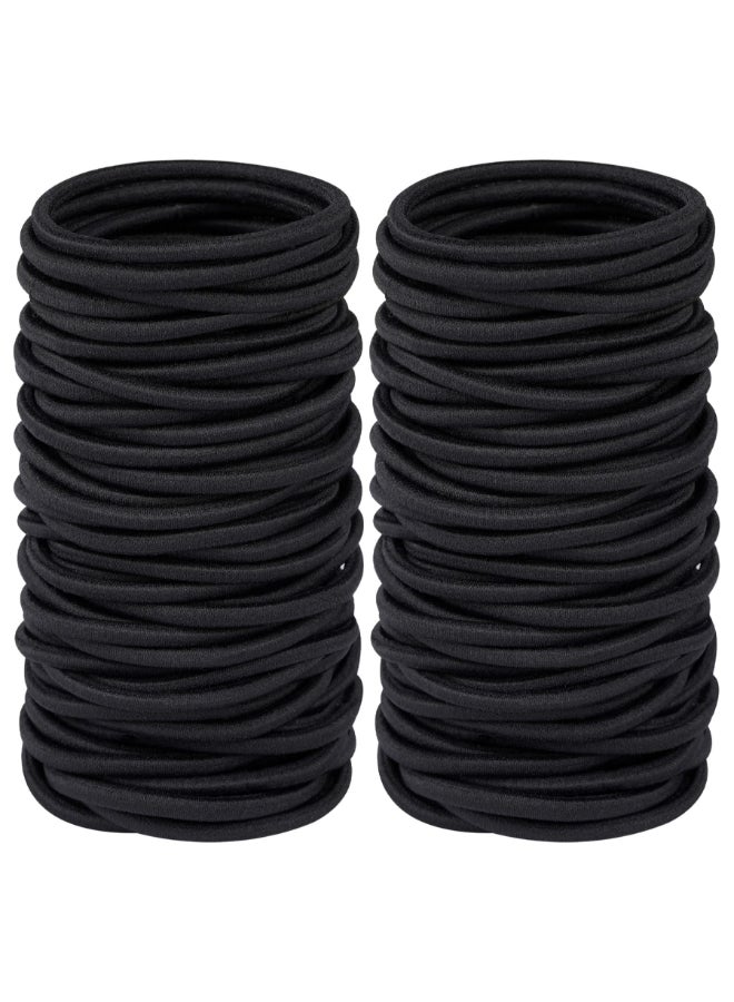 Hageolan Elastic Hair Ties for Thick Heavy and Curly Hair 120 Pcs Hair Bands for Womens Hair Black Ponytail Holders Bulk 4mm - Image 3
