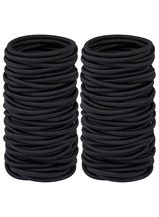 Hageolan Elastic Hair Ties for Thick Heavy and Curly Hair 120 Pcs Hair Bands for Womens Hair Black Ponytail Holders Bulk 4mm - Image 1