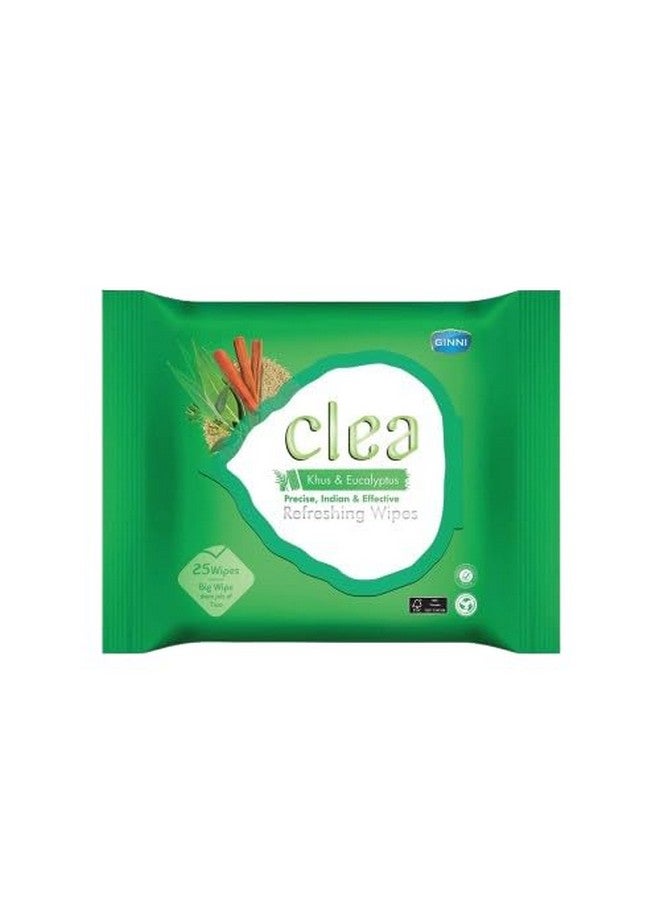 CLEA مناديل مبللة منعشة للوجه من كليا خُس وأوكالبتوس - تبريد، تجديد، تتحكم في العرق، غنية بمضادات الأكسدة، تحافظ على نضارة البشرة - عبوة من 3 (25 منديل لكل عبوة، حجم المنديل الكبير: 200 مم × 200 مم) - Image 1