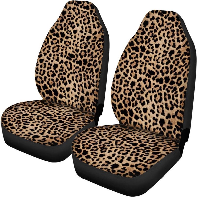 TOADDMOS Trendy Leopard Animal Print Car Front Seat Covers Set of 2 Wild Cheetah Pattern Vehicle Seat Protector Car Covers for Cars Sedan SUV - Image 1