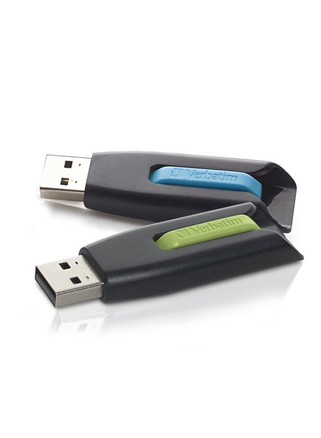 VERBATIM 32Gb Store 'N' Go V3 Usb 3.0 Flash Drive 2Pk Blue Green - Image 1