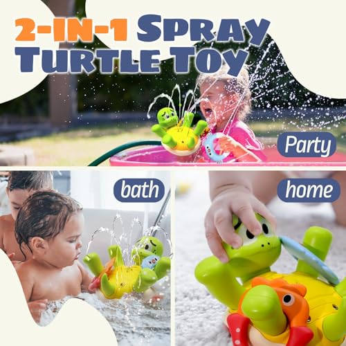 Sizobi Baby Bath Toys, Rechargeable Turtle Bath Toy Sprinkler for Toddler with 5 Rings, Bathtub Fountain Spray Toy, Pool Water Bath Toys for Kids Ages 1-3 Boys Girls Birthday Christmas Gifts - Image 4