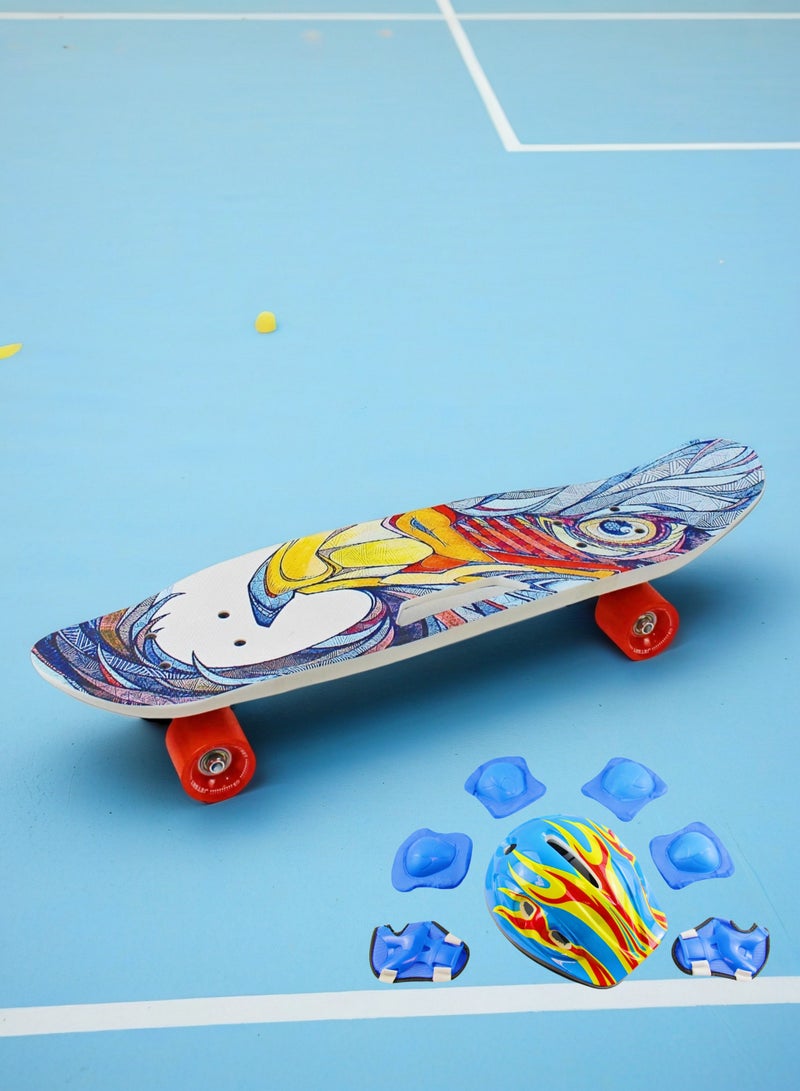 إيزي فيتشور لوح تزلج EASY FUTURE Penny Board للأطفال من سن 6 إلى 12 عامًا - لوح تزلج قصير كامل Cruiser Board للشباب والمراهقين والمبتدئين بما في ذلك مجموعة معدات الحماية الكاملة - Image 1