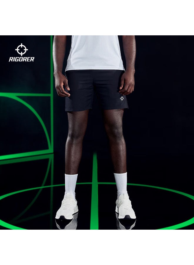 Rigorer Woven Shorts, Running Sports Exercise Basketball Comfortable Breathable Shorts, Z122211524, Pure Black, XL - Image 1