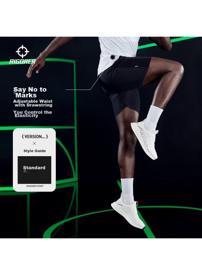 Rigorer Woven Shorts, Running Sports Exercise Basketball Comfortable Breathable Shorts, Z122211524, Pure Black, XL - Image 2