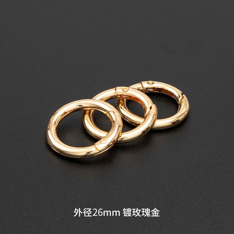 Metal O-Ring Spring Snap Hooks for DIY Jewelry 26mm outer diameter rose gold plated (10 pieces)