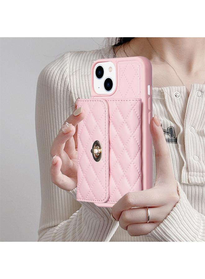 زبون جراب لهاتف iPhone 13 بمشبك معدني أفقي ومحفظة جلدية على شكل معين - Image 2