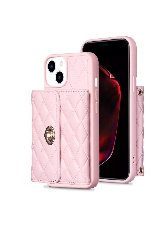 زبون جراب لهاتف iPhone 13 بمشبك معدني أفقي ومحفظة جلدية على شكل معين - Image 1