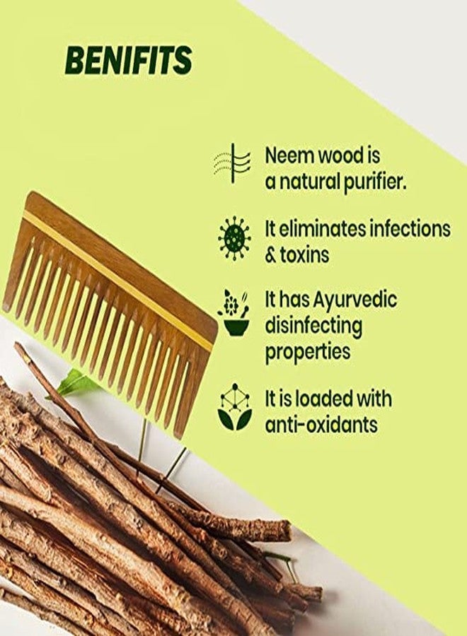 Rufiys Neem Wooden Comb Set | Wide Tooth Comb for Women & Men | Detangling | Anti Dandruff | Hair Growth - Combo Pack - Image 4