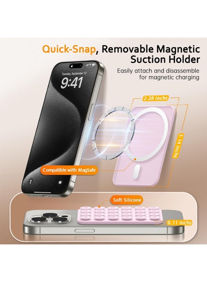 Magnetic Suction Cup Phone Mount for MagSafe Case, Removable Silicone Sticky Grip for iPhone 12/13/14/15/16, Hands-Free Selfies and Videos for TikTok & Instagram Influencer/Creator - Image 5