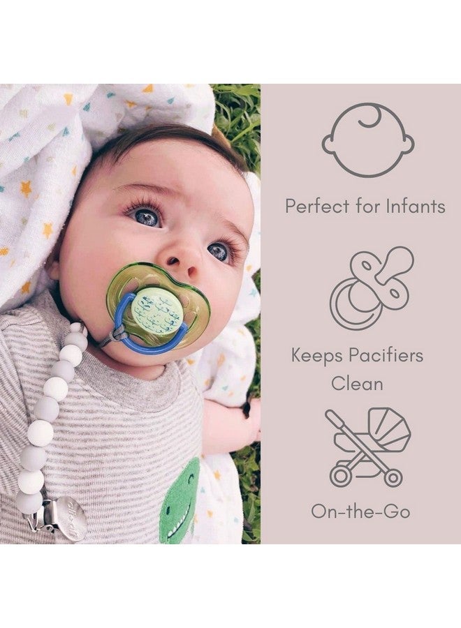 Ali+Oli Silicone Pacifier Clip For Baby (Thin Grey) 100% Foodgrade Bpa Free Newborn Pacifier Holder Infant Binky Clip For Baby Boy Or Girl - Image 3