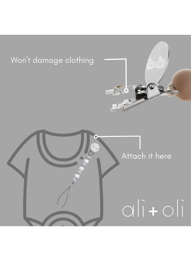Ali+Oli Silicone Pacifier Clip For Baby (Thin Grey) 100% Foodgrade Bpa Free Newborn Pacifier Holder Infant Binky Clip For Baby Boy Or Girl - Image 5
