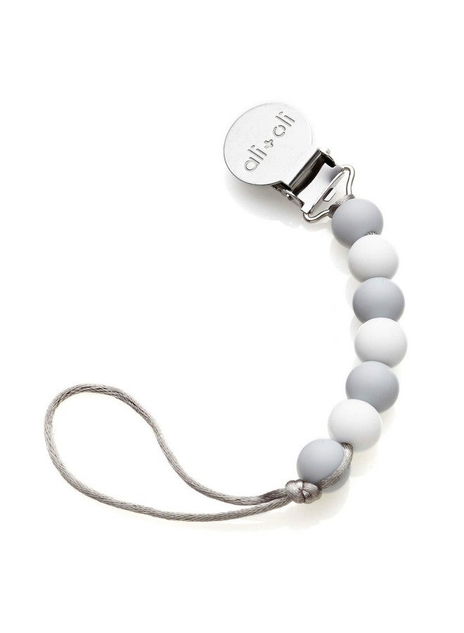 Ali+Oli Silicone Pacifier Clip For Baby (Thin Grey) 100% Foodgrade Bpa Free Newborn Pacifier Holder Infant Binky Clip For Baby Boy Or Girl - Image 2