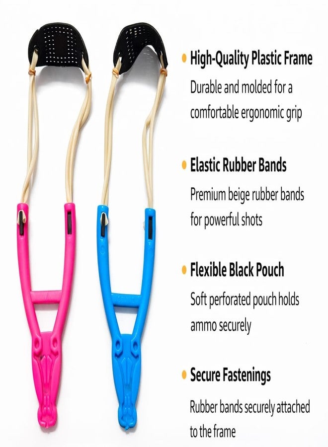 Kids Plastic Slingshot Toy with Elastic Rubber Bands, Multicolor Outdoor Catapult Shooting Toy, 4 Pieces, Ages 4 and Up - Image 2